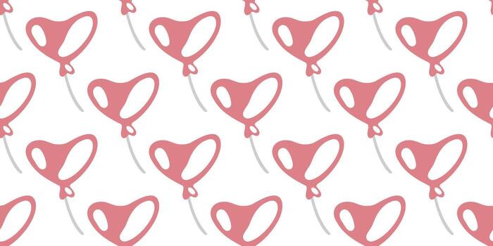 Seamless Heart Balloon Pattern featuring pink heart shaped balloons with strings perfect for Valentines Day romantic design projects wrapping paper party decor and festive prints vector