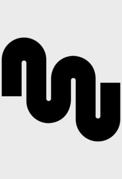 Abstract continuous line W or M letter shape logo. Bold curved geometric wave or sine line icon. Modern minimalist monogram W or M with rounded ends. vector