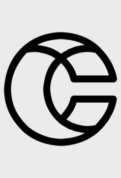 Outline geometric circle logo with letter C inside. Abstract overlapping lines forming a C and an orbit. Minimalist line art icon of a globe or circle shape. vector