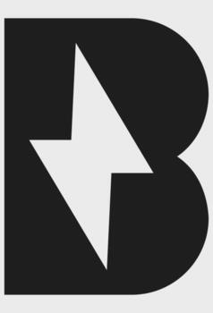 Bold letter B logo with a lightning bolt cutout. Monogram B with a negative space flash symbol. Dynamic icon of power and speed in a letter B. vector