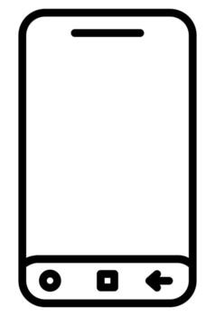 Outline icon of a modern smartphone or cellphone. Minimalist line drawing of a mobile device screen. Simple line art of a smartphone with buttons. vector