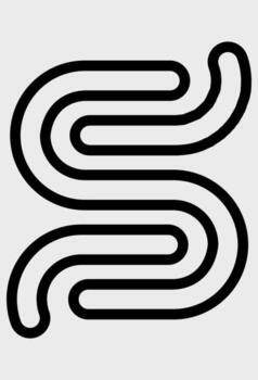 Abstract S shape with three thick parallel lines. Modern dynamic sign of a stylized letter S. Geometric S monogram with striped lines icon. vector