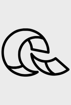 Outline abstract wave or swoosh logo with layers. Minimalist geometric ocean wave or motion symbol. Curved line art icon of a dynamic water flow. vector