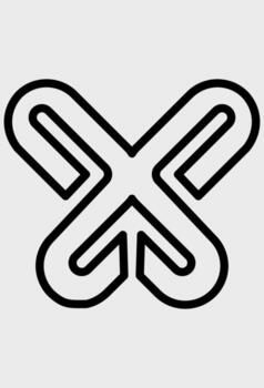 Abstract line art X cross symbol or butterfly shape. Outline style overlapping ribbon cross emblem. Geometric X shape made of thin rounded lines. vector