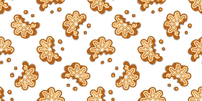 Seamless Gingerbread Snowflake Pattern vector