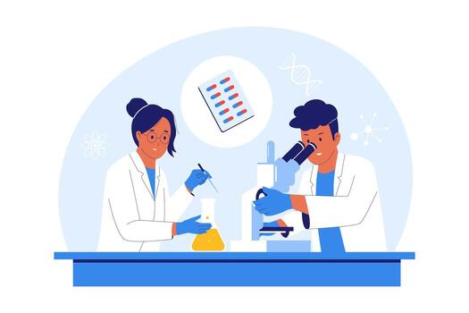 Scientists experimenting in a laboratory vector