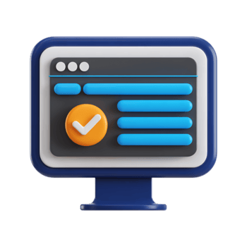 3d rendere di un' computer schermo visualizzazione un' completato ragnatela modulo con un' segno di spunta. png