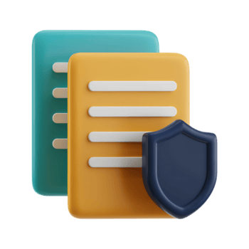 3d illustrazione di documento File con un' scudo, che rappresentano dati protezione e sicurezza. png