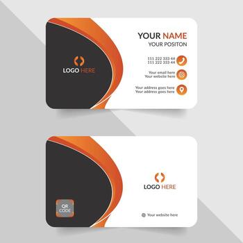 Modern business card design with QR code vector