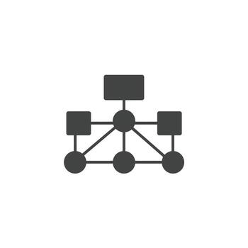 Flowchart with connected nodes icon representing project workflow and process diagrams vector