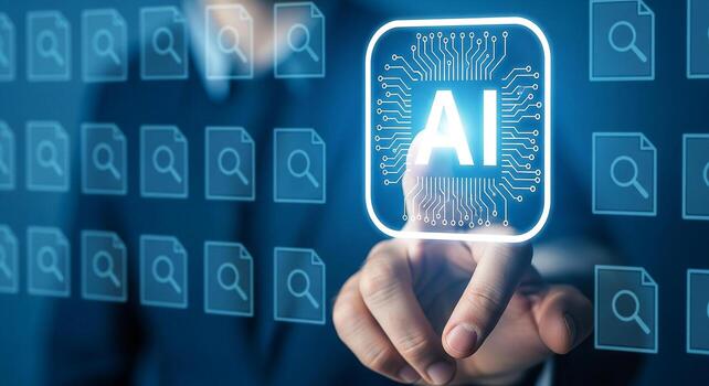 persona activando ai interfaz futurista digital tecnología innovador concepto sin costura usuario experiencia inteligente buscar datos análisis máquina aprendizaje artificial inteligencia futuro de tecnología foto