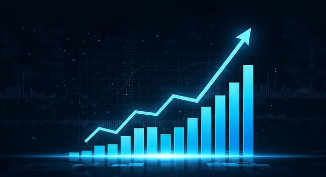Abstract Financial Growth Chart Showing Upward Trend in a Digital Business Setting Representing Success and Progress in the Global Market photo