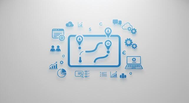 digital negocio proceso cartografía ilustrativo guía a flujo de trabajo mejoramiento y eficiencia en un tableta pantalla foto