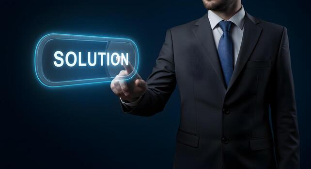 Businessman Selecting Solution on Futuristic Interface Innovative Technology Concept Problem Solving Digital Business photo