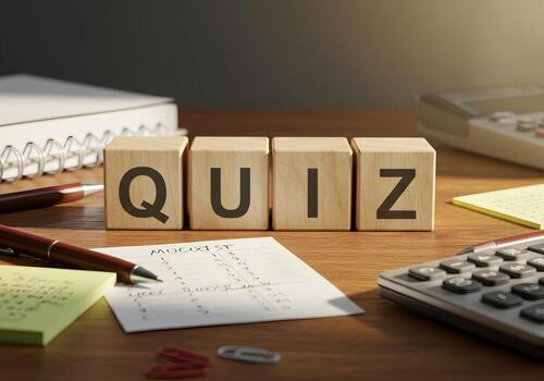 Quiz concept with wooden blocks on desk test exam assessment questions answers results education business office workplace strategy planning solution challenge success learning knowledge development g photo