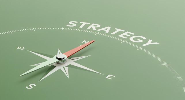 Compass pointing towards Strategy A conceptual image representing strategic planning direction and guidance for business success and navigating challenges Ideal for illustrating strategic thinking goa photo