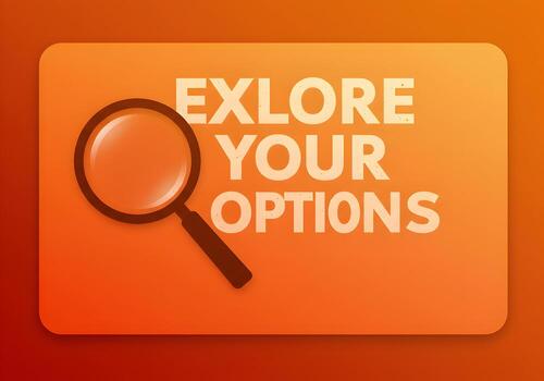 Magnifying glass exploring options on an orange background symbolizing the concept of making choices and finding solutions The image is ideal for websites presentations and marketing materials related photo