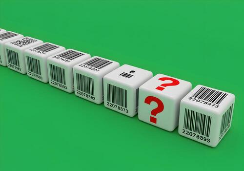 Barcode Cubes with Question Marks Uncertainty and Data Privacy in a Digital World photo
