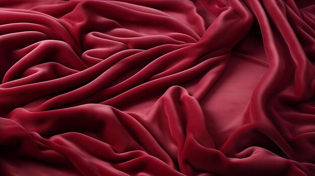 Luxurious Red Velvet Fabric Draped Elegantly Creating a Rich and Sumptuous Background Ideal for Design Projects or Fashion Editorials photo