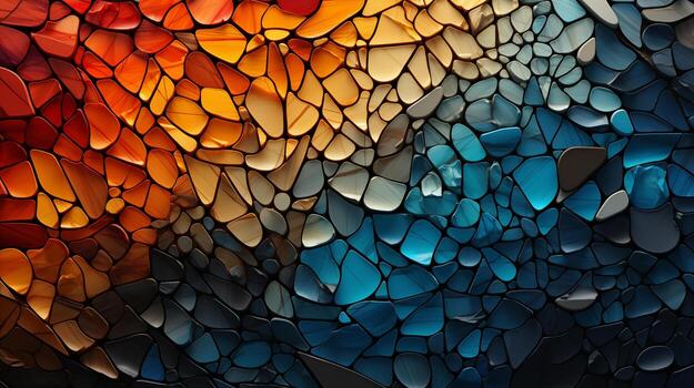 Abstract Colorful Stones Texture Background A mesmerizing blend of warm oranges and cool blues creating a dynamic vibrant and visually striking mosaiclike pattern ideal for design projects needing a b photo