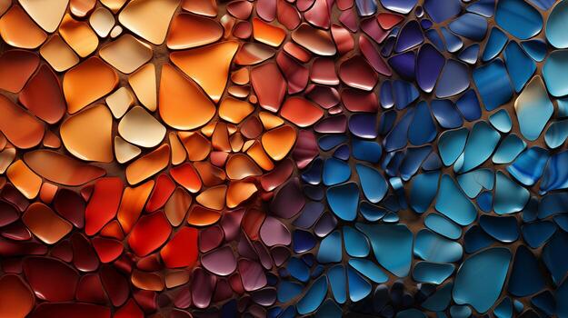 Abstract Colorful Stones Mosaic Pattern Texture Background - Warm and Cool Tones Digital Art Trendy Design Unique Composition photo