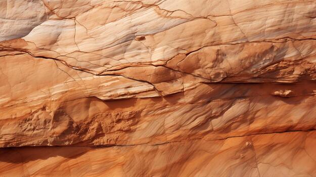 Abstract Reddish Brown Sandstone Rock Formation Texture Background - Closeup View of Weathered Stone Surface with Natural Cracks and Layers Showing a Rough and Rugged Texture with Warm Earthy Tones an photo