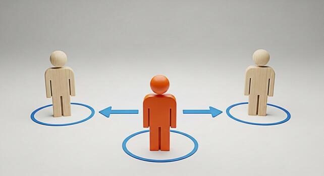 Conceptual illustration showing connection and communication between people in a network system photo