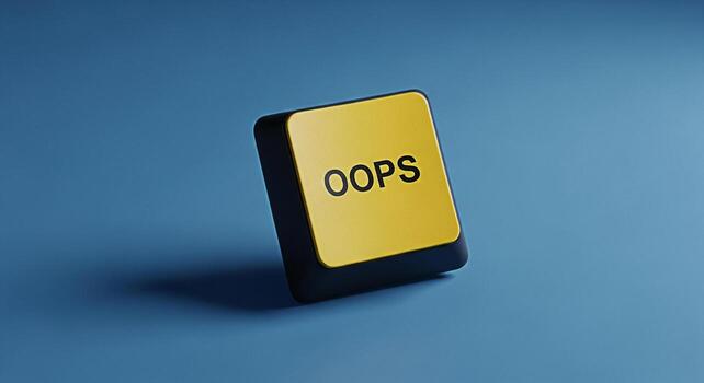 amarillo Uy botón en un azul antecedentes representando Error error fracaso y corrección concepto foto