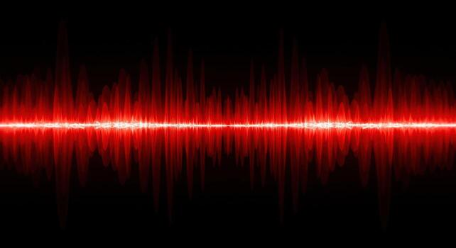 Abstract red waveform on black background photo