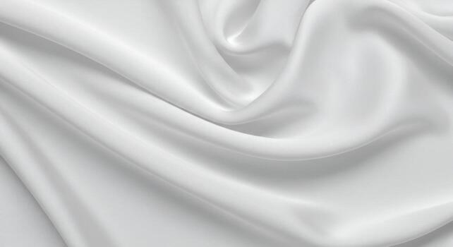 Abstract white satin fabric with smooth draping waves texture background photo