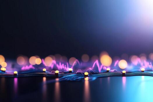 Abstract data stream visualization with glowing orbs photo