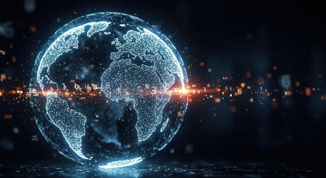 Global digital network earth globe data visualization photo