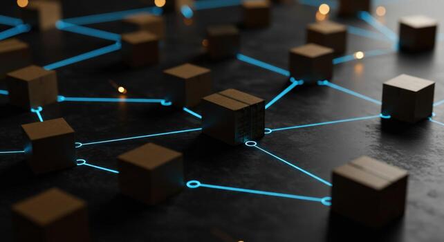 Network connection structure interlinked blocks photo