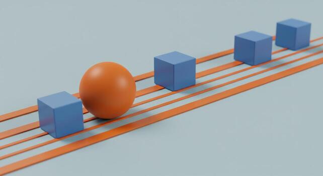 Sphere and cube obstacle course abstract 3 d render photo