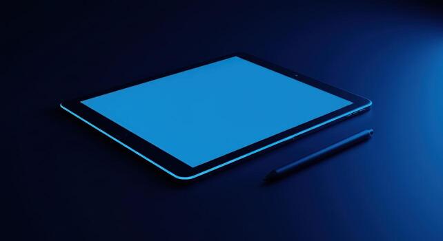 Tablet computer display with stylus for graphic design and technology photo