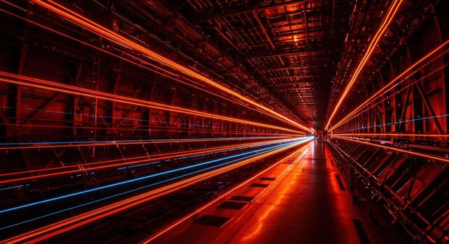 Abstract light tunnel with motion blur for modern technology and speed concepts photo