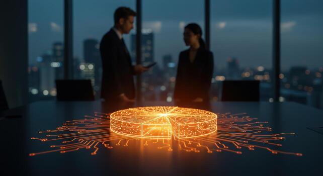 Pie chart with data visualization for business presentation photo