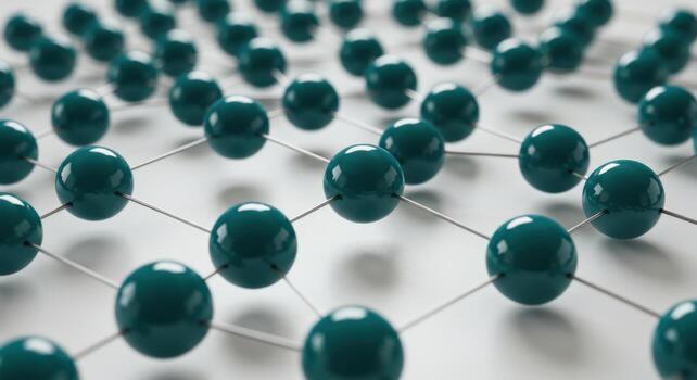 Abstract network of interconnected spheres representing connection and communication photo