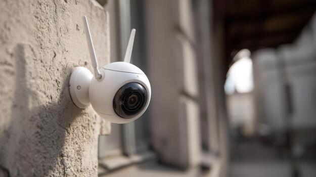 Wireless security camera system for home outdoor surveillance and property protection camera with wifi antenna photo