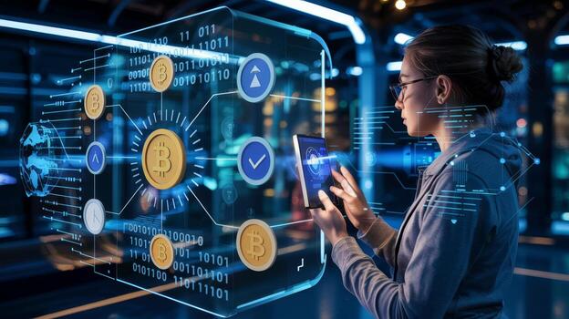 Blockchain technology and cryptocurrency investment platform for digital finance future photo