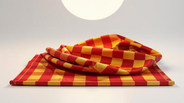 Red and yellow checkered fabric texture background for design and wallpaper pattern material textile cloth photo
