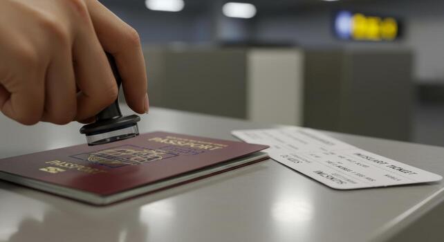 A person is holding a passport and boarding pass photo