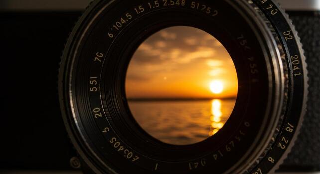 Camera lens sunset photography tips and tricks for capturing golden hour ocean views through a lens photo
