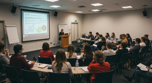 conferencia presentación altavoz dando conferencia a audiencia en reunión habitación a negocio seminario evento foto