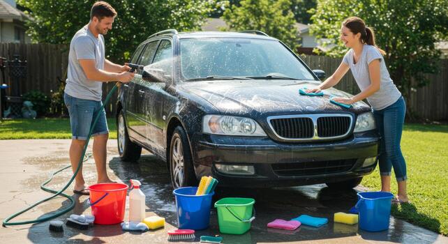 Car washing at home tips and tricks for a sparkling clean vehicle with diy auto detailing guide photo