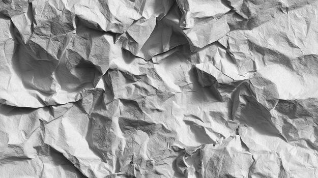 A close up of crumpled white paper with shadows and highlights creating a textured surface look photo