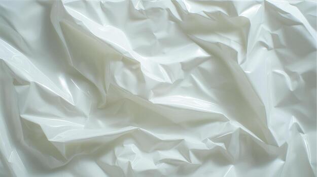 A close up view of a crumpled sheet of plastic material with a glossy and shiny appearance photo