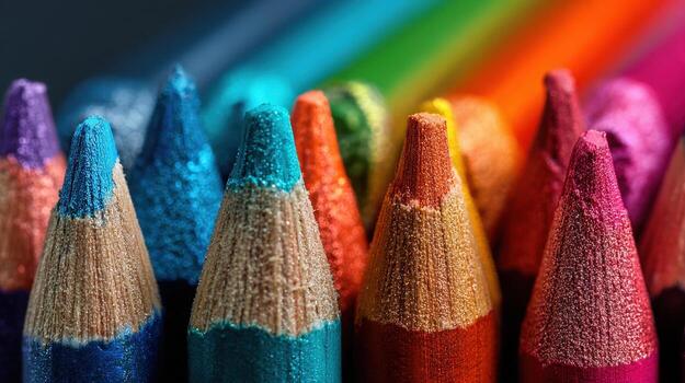 Close-up of colorful pencils, creating a vibrant and artistic image. photo