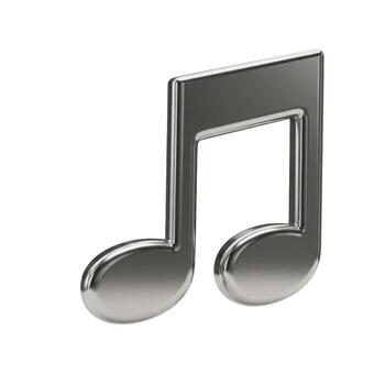 un brillante plata música Nota con dos banderas en un blanco antecedentes en un sencillo estudio Disparo representación foto