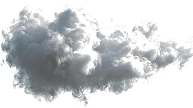 Isolated cloud formation with a dense and fluffy texture against a bright white background element design photo